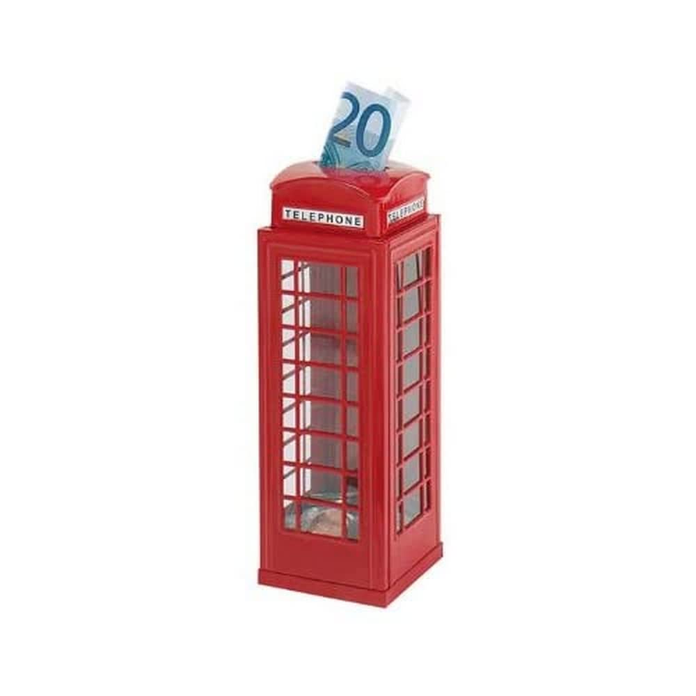 Goki Die cast Metal Money Box in Phone Booths Design, Red, Unisex Adult