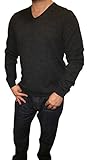 Calvin Klein Men's Extra Fine Merino Wool V-neck Sweater (Medium, Stovepipe Heather)