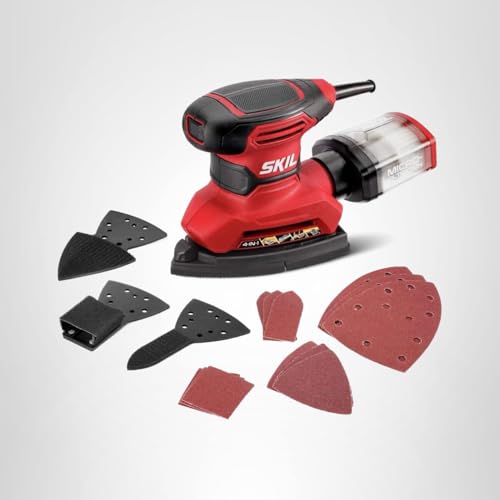 SKIL CORDED MULTI-FUNCTION DETAIL SANDER WITH MICRO-FILTER DUST BOX 3 ADDITIONAL ATTACHMENTS & 12PC SANDING SHEET- SR232301