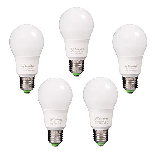 A60 13W E27 LED Light Bulb Cool White 6400K 1000LM Pack of 5
