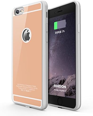 PoWise Qi wireless Charging Receiver Case for iPhone 6/6s, Qi Wireless Charging Receiver Back Cover TPU Soft Case with Flexible Lightning Connector [1A Upgrade], Gold
