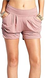 Solid Mauve Pink Shorts for Women High Waisted