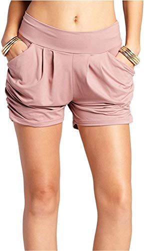 Solid Mauve Pink Shorts for Women High Waisted