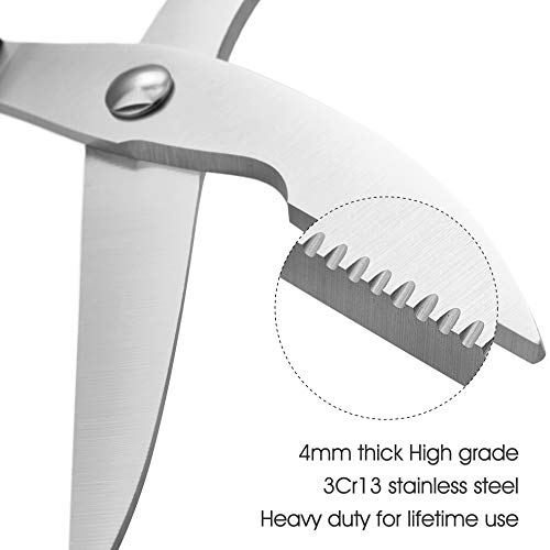 Heavy Duty Stainless Steel Kitchen Shears With Spring Loaded Handle And Professional Blade Poultry Scissors For Spatchcock Turkey Lobster And Bone By Proshear (Black) - Thumbnail 3