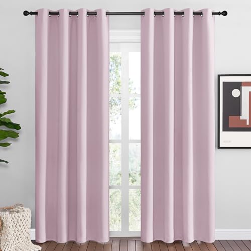 NICETOWN Baby Pink Blackout Curtains Length