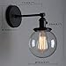 Phansthy Black Wall Sconce Light Industrial Wall Lamp with 5.9 Inches Glass Canopy and On Off Switch for Kitchen Bathroom Corridor (Black)