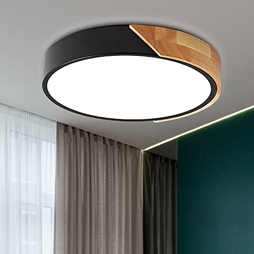 NICEME 24W Plafoniera LED Legno 6500K Bianco Freddo Moderni Ultra magro Rotondo ​Plafoniere da Soffitto, Ø30CM,per Bagno Soggiorno Camera Corridoio Ufficio[Classe di efficienza energetica F]