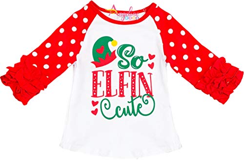 Angeline Baby Toddler Little Girls Christmas So Elfing Cute Raglan T-Shirt 2T/S