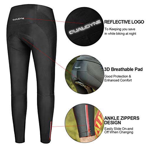 image for qualidyne Men's Cycling Bike Pants 3D Padded Winter Cycling Tights Com