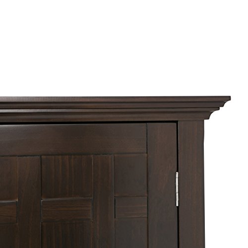 Simpli Home 3AXCBED-04 Bedford Solid Wood 54 inch Wide Rustic Sideboard Buffet Credenza and Winerack in Dark Tobacco Brown