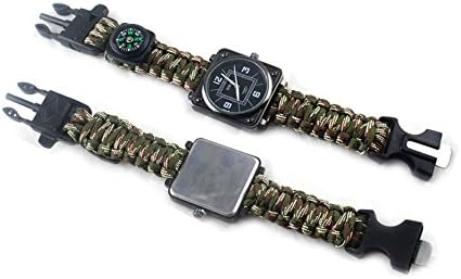 TOPSHION Multifunctional Compass Flint Neutral EDC Outdoor Sports Men's Mechanical Watches Waterproof Watches for Students Umbrella Survival Wristband Outdoor Camping Bracelet