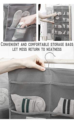 AARainbow Dual-Sided Hanging Closet Organizer with Pocket for Underwear Stocking Toiletries Accessories Bra Dresser Panty Socks Drawers Home Basics 15.7 in31.5 in(1Gray+1B-Gray+1Beige+1B-Beige)