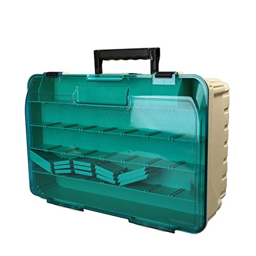 BYDBNR Angelkasten, Große Kapazität Double-Layer-Mehrzweck-Fanggeräte Toolbox Fanggeräte Zubehör Aufbewahrungsbox