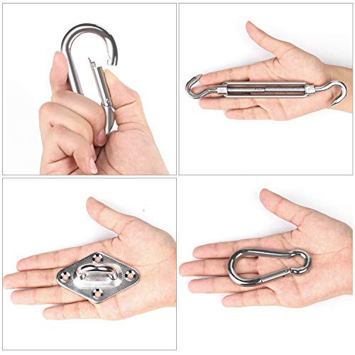 Sekey Sonnensegel Befestigungs Kit Zubehör Montage 8 Zoll, zur Befestigung von rechteckigen und quadratischen Sonnensegel, Karabiner Montageset aus Edelstahl, 40-teilig – Bild 4