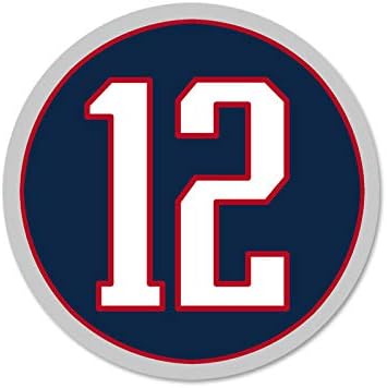 Amazon Com Jr Studio 4x4 Inch Round 12 Tom Brady Sticker New England Number 12 Patriots Qb Bumper Vinyl Decal Sticker Car Waterproof Car Decal Bumper Sticker Kitchen Dining