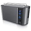 Arendo - Frukost 4 slice long slot toaster - double wall housing – with warming rack – 6 browning settings – auto bread…
