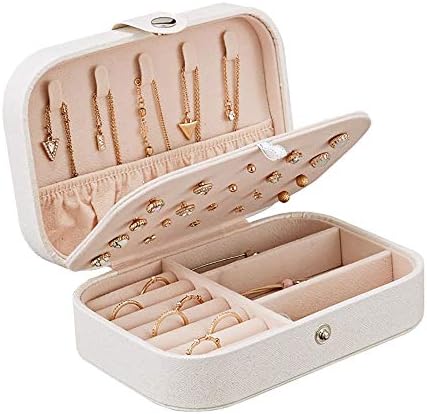 Yishishi Jewelry Storage Box Women Small Jewelry Box Organizer Mini Travel Jewelry Case Girls Travel Case And Lock Gift For Girls Or Women (Color : White, Size : Free size)
