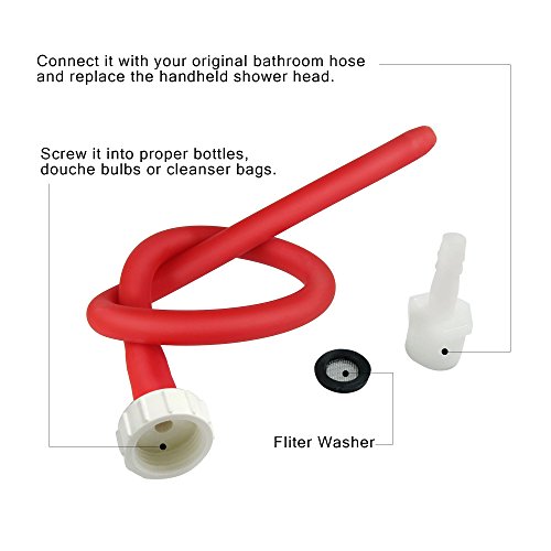 Beauty7 Showerhead Enema Douche Soft Nozzle Rubber Hose Tube Kit Cleaner Set Shower System Enemator Bulb Attachment for Male Female Unisex Anus Vagina Anal Vaginal Cleansing