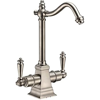 Whitehaus Collection WHFH-HC2011-BN Forever Point of Use Instant Cold Faucet with Traditional Spout and Self Closing Hot Water Handle, Brushed Nickel