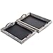 MyGift Vintage Brown Wood Large Decorative Serving Tray with Metal Handles and Chalkboard Surface, Nesting Coffee Table Breakfast Trays, 2-Piece Set