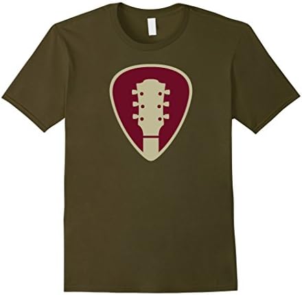 Men's Guitar Pick T-Shirt Gift, Cool Guitar Handle Pick Logo Shirt 3XL Olive
