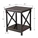 Yaheetech X-Design End Tables Set of 2, Sofa Side Table with Storage Shelf, 2 Tier Side Stand Small Table for Living Room Sofa Study, Easy Assembly, Dark Coffee