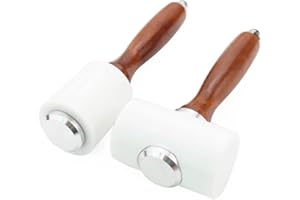 YAMROTS 2 Pieces Leather Carving Hammer DIY Leathercraft Wooden Mallet Nylon Wood Handle Hammer Leather Carving Mallet Craft Tool for DIY Stamping Sew Leather Cowhide Tool (Red)