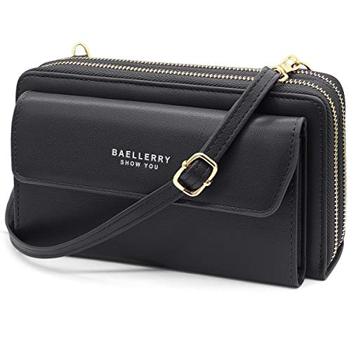 HNOOM Crossbody Phone Bag for Women Small Cellphone Crossbody Purse Wallet Cross Body Shoulder Bag Double Zipper Mobile Phone Purse Bag with Shoulder Strap and 12 Card Slots โ image 1