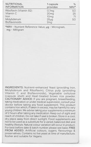 WILD NUTRITION Food-Grown® Iron Plus | Gentle Iron Supplements with Vitamin C for Higher Absorption | Easy to Digest Tablets for Cognitive, and Energy Support | 30 Capsules
