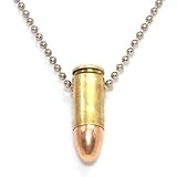 Cobrabraid Real 45 Caliber Bullet Necklace on 24-Inch Nickel Plated Ball Chain