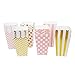Chloe Elizabeth Mini Popcorn & Candy Favor Boxes for Birthday, Bridal and Baby Shower, All Parties & Events in Polka Dot, Chevron, and Striped Assorted Designs, 36 Count (Pink, Gold)