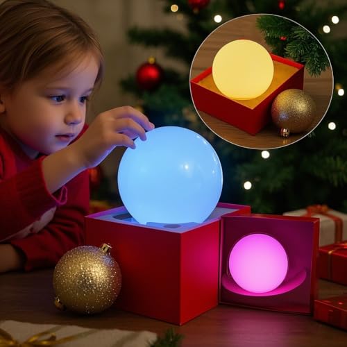 LED Ball Light, 6-inch Glowing Orb Light, Rechargeable Globe Lamp, Dimmable Mood Lights W/Remote, Waterproof Ambient Lighting Lamp for Desk Bedroom Bathroom Patio