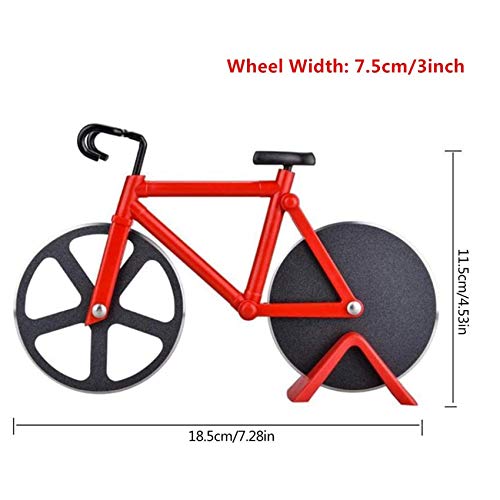 Pizza Cutter, Fiets Pizza Wiel, Non-stick Dual Stainless Steel Snijwielen Met Display Stand Voor Housewarming Keuken… - Afbeelding 5