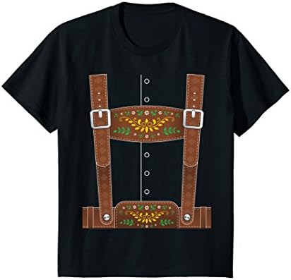 Kids Lederhosen Oktoberfest T-Shirt or Halloween Costume 12 Black