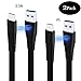 USB C Cable Type C to USB3.0 Flat Fast Charging Cable, mobfun Magnet design adsorption functional USB C Cable, Easy to Carry and Find (Black-2Pack 1ft 3.3ft)