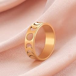 Amaxer Minimalist Phase of the Moon Rings Women