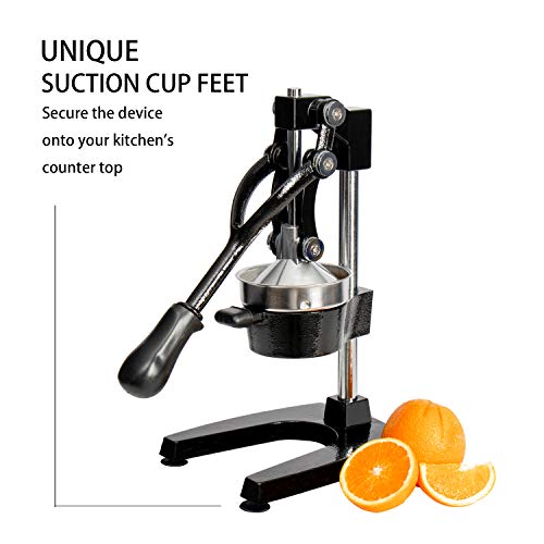 Professional Citrus Juicer - Commercial Grade Hand Press Manual Orange Juicer Lemon Squeezer with Heavy Duty Cast Iron Base and Handle - Non Skid Suction Foot Base - Thumbnail 6