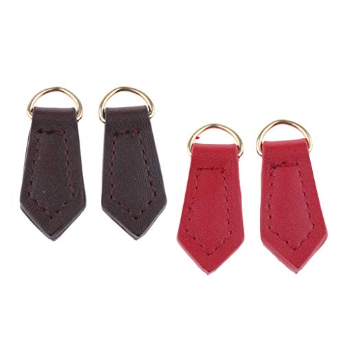 Fityle 2 Pieces Genuine Leather Zipper Pull Tags Puller Handbag Purse Wallet Accessories - Coffee, as described - Thumbnail 5