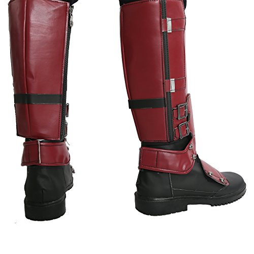 xcoser DP Wade Wilson Shoes Deluxe Black Red PU Adult Cosplay Costume Boots Accessory Prop 45