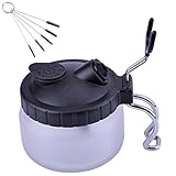 Naturebelle Airbrush Cleaning Pot, Clean Paint Jar with Air Brush Holder + Nozzle Cleaning Brush Set