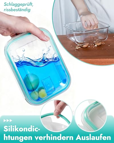 BOROHOUSE Glass Food Storage Containers, Set of 8 - Storage Containers, Oven Safe (-20°C to 510°C), Airtight Seal, Stackable, Gift Packaging