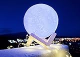 Moon Lamp Makers & Finders 16 Color Night Light Decorative Gift SET - FREE 9ft 30 LED Fairy String Lights 3D Printed Decor RGB LED - INCLUDED Wood Stand, USB Rechargeable Cable + Remote (15CM)
