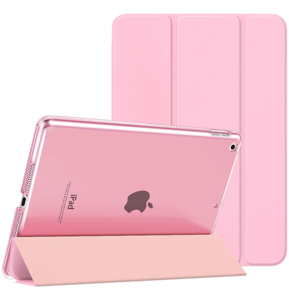 MoKo Protective Case Compatible with New iPad 9th/8th/7th Generation (2021/2020/2019), Tablet Case with Stand Matte Back Auto Sleep/Wake Function for iPad 10.2 Inch, Flowers Pink
