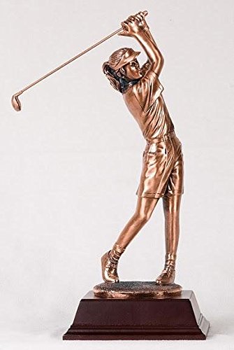 StealStreet SS-BA-C1371G Large Copper Female Golfer with Putter Tees Off Display Statue, 18"