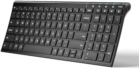 iClever BK10 Bluetooth Keyboard, Universal Bluetooth 5.1 Wireless Keyboard with Number Pad, Ergonomic Design, Multi-Device Compatibility, Stable Connection for Mac, iPad, iPhone, Android, Windows