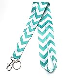 WigsPedia Chevron Neck LANYARDs Keychain for Key / ID Holder (Navy Dark Blue / White Chevron) … (Turquoise Teal / White Chevron)