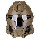 Goshfun Tactical Military Helmet Protective Fast Helmet Full Face Mesh Mask with Goggle for Airsoft Paintball CS Outdoor Activity, Tan