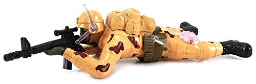Crawling Army Corp Soldier Battery Operated Toy Action Figure w/ Realistic Crawling Action, Flashing Lights, Gun & Fire Sounds (Colors May Vary)