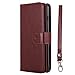 iPhone 8 Plus Case,iPhone 7 Plus Case, Pandawell PU Leather 9 Card Slot Wallet Folio Case with Detachable Magnetic Hard Case for Apple iPhone 8 Plus/iPhone 7 Plus - Brown