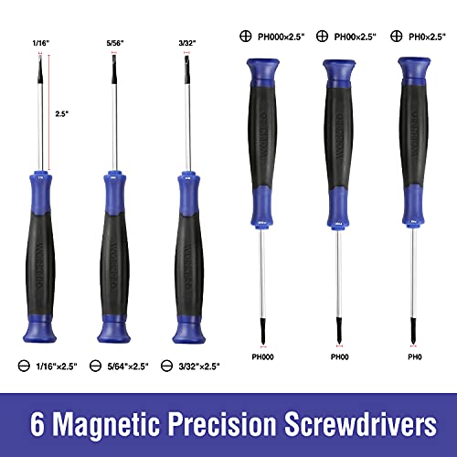 WORKPRO Magnetic Screwdriver Set, 16-Piece Torx Slotted Phillips Precision Screwdrivers with Magnetizer, Organized in Blow Mold Case, for Home Repair and DIY Projects